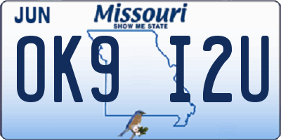 MO license plate OK9I2U