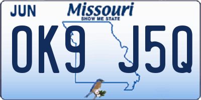 MO license plate OK9J5Q