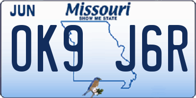 MO license plate OK9J6R
