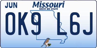 MO license plate OK9L6J