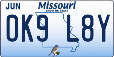 MO license plate OK9L8Y