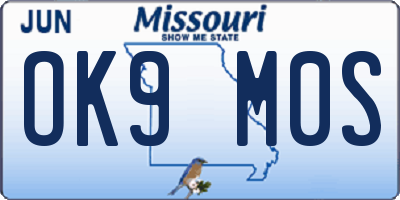 MO license plate OK9M0S