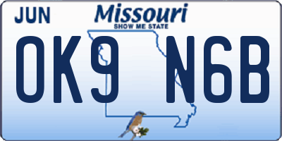 MO license plate OK9N6B
