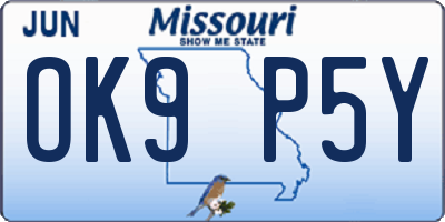 MO license plate OK9P5Y
