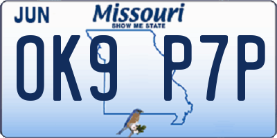 MO license plate OK9P7P