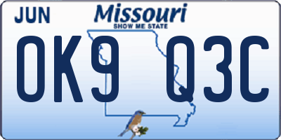 MO license plate OK9Q3C