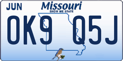 MO license plate OK9Q5J
