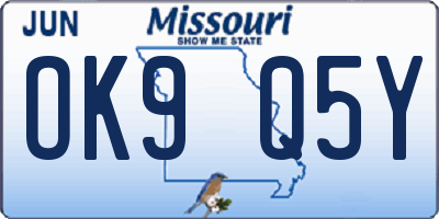 MO license plate OK9Q5Y