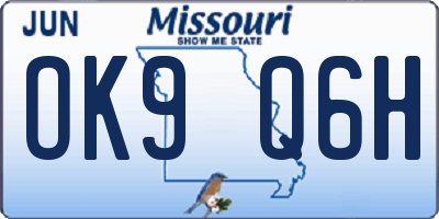 MO license plate OK9Q6H