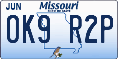 MO license plate OK9R2P