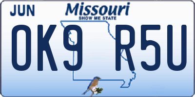 MO license plate OK9R5U