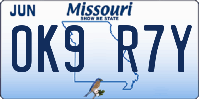 MO license plate OK9R7Y