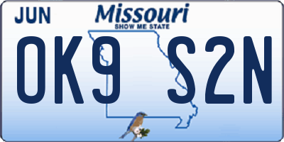 MO license plate OK9S2N