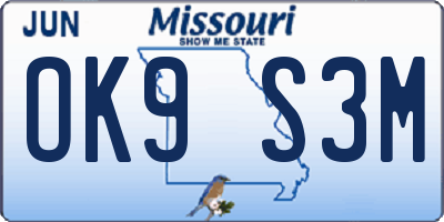 MO license plate OK9S3M
