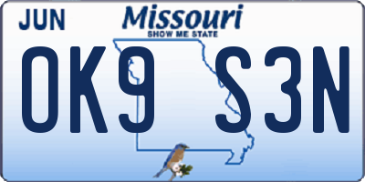 MO license plate OK9S3N