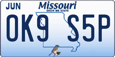 MO license plate OK9S5P