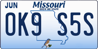 MO license plate OK9S5S