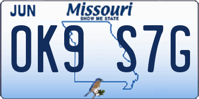 MO license plate OK9S7G