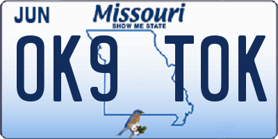 MO license plate OK9T0K