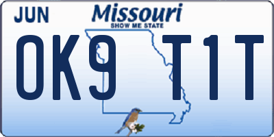 MO license plate OK9T1T