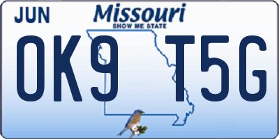 MO license plate OK9T5G
