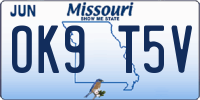 MO license plate OK9T5V