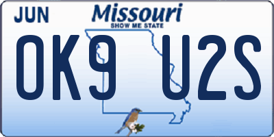 MO license plate OK9U2S