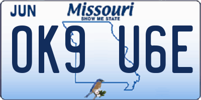 MO license plate OK9U6E