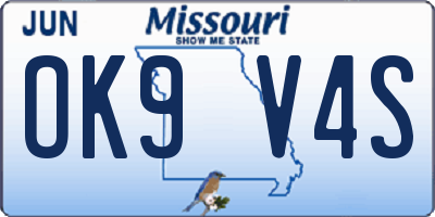 MO license plate OK9V4S