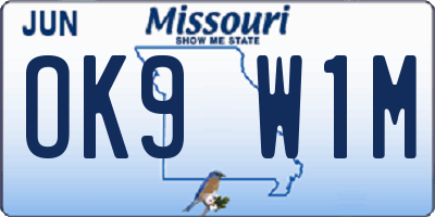 MO license plate OK9W1M