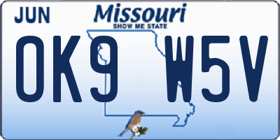 MO license plate OK9W5V