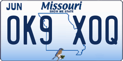 MO license plate OK9X0Q