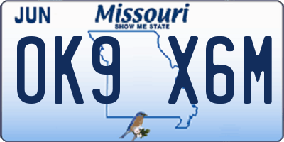 MO license plate OK9X6M