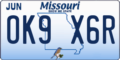 MO license plate OK9X6R