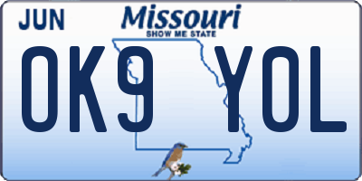 MO license plate OK9Y0L