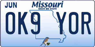 MO license plate OK9Y0R