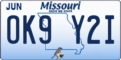 MO license plate OK9Y2I
