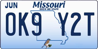 MO license plate OK9Y2T