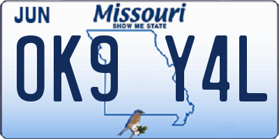 MO license plate OK9Y4L