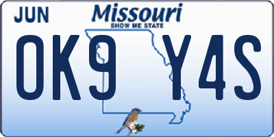 MO license plate OK9Y4S