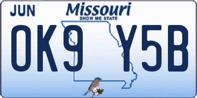 MO license plate OK9Y5B