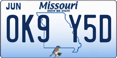 MO license plate OK9Y5D