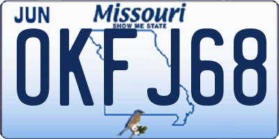 MO license plate OKFJ68