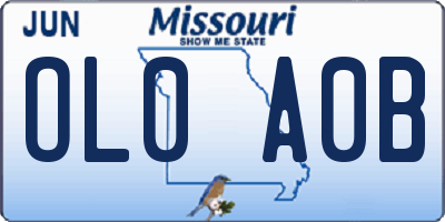 MO license plate OL0A0B