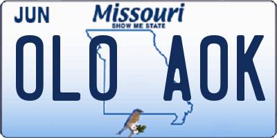 MO license plate OL0A0K