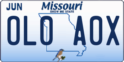 MO license plate OL0A0X
