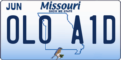 MO license plate OL0A1D