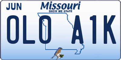MO license plate OL0A1K