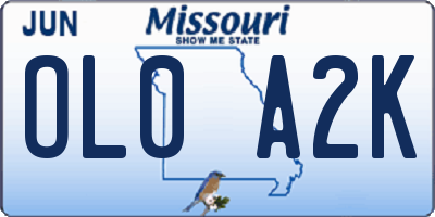 MO license plate OL0A2K