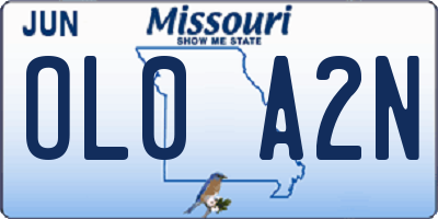 MO license plate OL0A2N